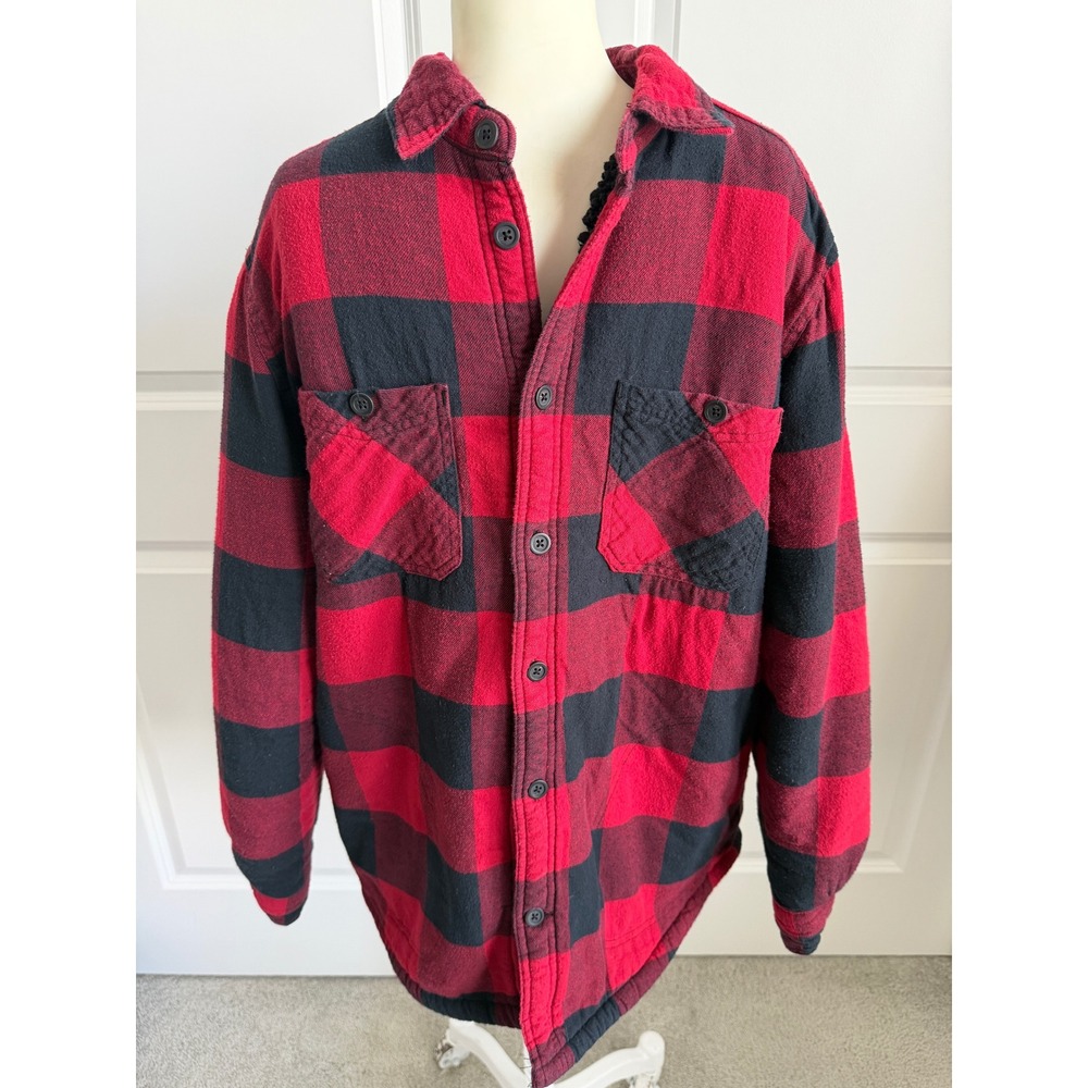 Telluride Clothing Co Mens Red Black Buffalo Plaid Fleece Lined Flannel Jacket M